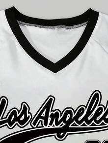 Tween Girls' Numeric Print Short Sleeve T-Shirt And Cargo Pants Casual Outfit - White - View 3