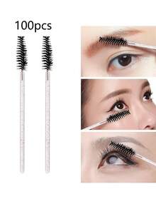 100 Pcs Disposable Mascara Wands, Crystal Eyebrow Spoolies Brush For Eyelash Extensions, Lash Brushes With Container (Black, Pink) - Multicolor - View 10