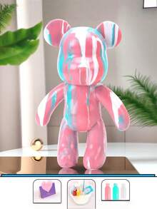 1个白色熊素坯，可用于DIY绘画、流体绘画、熊工艺材料套装 - 彩色 - 查看 5