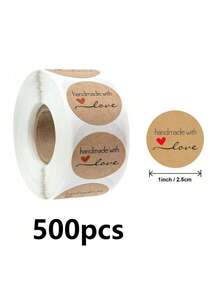 Cuộn 500 miếng giấy Kraft - Nhãn dán đóng gói và dán nhãn cho trang sức, đồ thủ công, sắp xếp và đóng hộp - Nhãn dán tròn trống có keo dính dành cho chủ cửa hàng và người làm đồ đóng hộp, làm đồ trang sức và hạt cườm, trưng bày trang sức và vật tư đóng gói, trang trí bánh ngày lễ, nhãn dán hình cành ô liu thủ công bằng giấy Kraft hình trái tim. - màu nâu - Xem 10