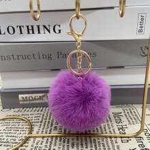 Otter Fur Pom Pom Keychain - Khaki - View 8