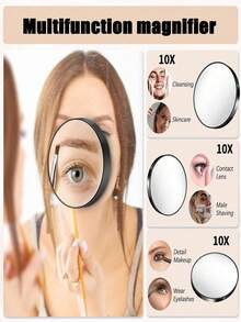 10X Magnifying Mirror With Suction Cups And Tweezers Set, Travel Magnified Makeup Mirror, 3PCS, Portable Magnifying Mirror - Use For Makeup - Multicolor - View 4