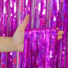 1pc Pink Foil Tinsel Fringe Backdrop Curtain, Party Decoration, Tassel Background, Suitable For Birthday, Valentine's Day, Gender Reveal Party, Bridal Shower And Other Occasions