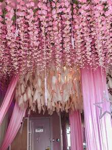 50 bông hoa tử đằng giả bằng lụa, dây leo tử đằng màu hồng, trang trí nhà cửa, tiệc cưới, vòng hoa giả dài 3,64m, vòng hoa tử đằng bằng lụa, trang trí treo cho đám cưới, thích hợp cho tiệc tùng, sinh nhật, họp mặt gia đình, quà tặng ngày Valentine, trang trí bàn làm việc trong vườn nhà, cây nhân tạo, hoa giả - Nhiều màu - Xem 4