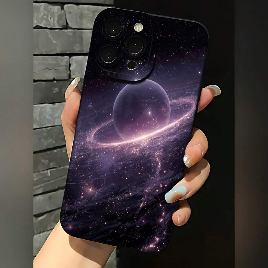 2026 nueva funda de teléfono esmerilada, funda de teléfono con impresión de galaxia y planeta para iPhone 17 14 13 12 11 Pro Max, funda de protección para teléfono  Galaxy S23 S22 S21 Ultra, regalo de funda de pareja para novio y novia, presente de vacaciones - Negro - Ver 1