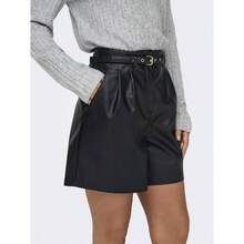 Pantalones Cortos de Piel sinttica para Mujer ONLHEIDI Cintura Media Corte Normal Pantalones Cortos de Cuero sinttico - M + negro - Ver 7