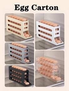 1pc 4-Layer Egg Dispenser, Automatic Rolling Refrigerator Egg Storage Box, Holds 30 Eggs, Space Saving, Refrigeration Storage, Rolling Egg Tray, 4-Tier Refrigerator Egg Rack, Large Capacity Refrigerator Egg Storage Box, Suitable For Refrigerator, Countertop, Cabinet, Easter Gift - Multicolor - View 2