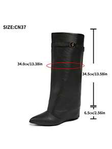 女士时尚靴子，过膝长靴，翻边靴，西部靴，裤靴，及膝靴，性感女靴，吸睛百搭，适合日常穿着，室内外皆宜，派对场合也适用，可搭配裙子、短裤，优雅女士踝靴和短靴，秋冬季必备 - 黑色 - 查看 7