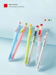 1pc Decompression Switch Pen, For Exam Preparation - Fidget Clicker Gel Pen 0.5mm Smooth Writing, Anti Anxiety Learning Tool, With Fast Drying Ink, Ins Aesthetic Brush Question Pen, Suitable For Middle And High School Students, Relax Writing Aids | Fashion Pen Design | Plastic Pen,Black Pen Core - One Size - View 3
