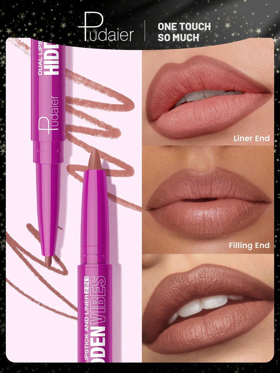 Pudaier Matte Double-Water And Sweat Resistant, Multi-Functional.Ended Lip Liner - Long-Lasting Silky, Rotating Design, Non-Clumping And Non-Drying. - #05 - View 1