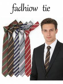 1pc Men's Business Gentleman Striped Necktie, Suitable For Casual, Business, Streetwear, Daily, Business Party And Wedding Accessories