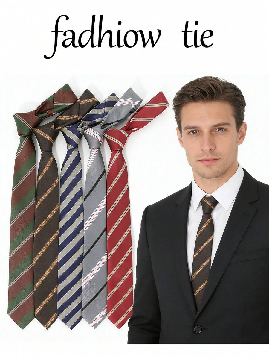 1pc Men's Business Gentleman Striped Necktie, Suitable For Casual, Business, Streetwear, Daily, Business Party And Wedding Accessories