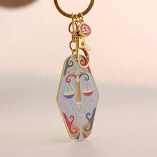 New Constellation Bag Charms Enamel Motel Keychain Twelve Zodiac Metal Jewelry Bohemian Style Trinkets Gift For Family Friend - Nhiều màu - Xem 7