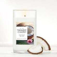 Yankee Candle - Vela perfumada de pilar mediano con hasta 115 horas de combustión, mezcla de cera de plantas premium para quemaduras constantes, vela de pilar de 14 onzas con fragancia de relleno de(Coco Beach Medium Pillar) - Multicolor - Ver 6