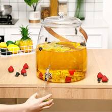 1个大容量带水龙头冰箱冷水瓶，水果茶冷水瓶，家用饮水桶，冰玻璃果汁壶（无隔板） - 彩色 - 查看 11