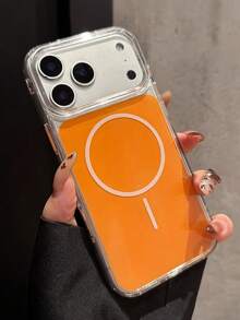 Luksusowe, przezroczyste, wstrząsoodporne, magnetyczne etui na telefon, kompatybilne z 'em 17 Pro Max, 17 Pro 17 16 15 14 13 Pro Max, przezroczyste, ochronne etui z tyłu do ładowania bezprzewodowego - Pomarańczowy - Zobacz 4