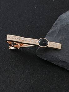 1pc Hot-Selling Men's Formal Luxury Tie Clip, Fashionable Colorful Business Gold & Silver Suit Accessory, Versatile Gemstone Inlaid Tie Clip For Evening Dress Suit Shirt, Elegant Gold & Silver Tie Clip Accessory, Cross-Border Men's Wholesale High-End Tie Clip, Business Formal Rhinestone Press-On Glossy & Matte Korean Style For Formal Meetings - Tie Clip - View 4