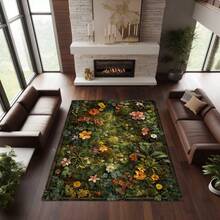 Wildflower Cottagecore Rug, Botanical Moss Area Carpet, Green Plant Washable Rug, Farmhouse Style Decor, Nature Inspired Living Room Rug, Baroque  Rug For Elegant Gothic And Mystical Home Interiors, Gothic Floral Decor, 84*60inch,Perfect Choice For Christmas ,Stylish And High-Quality Rugs, Perfect For Christmas Decorations And GiftsHome Decor, The Best Choice For Gothic-Style Birthday Gifts - Nhiều màu - Xem 2