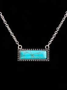 1pc Minimalist Turquoise One-Shoulder Necklace, Elegant & Charming Western Style Jewelry For Women - Multicolor - View 4