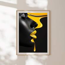 1 buc Art Deco clasic retro negru și galben abstract pictură pe pânză portret imprimat, artă pe pânză perete, poster cameră, decorare casă, consumabile de decorare cameră, dormitor, decorare living, cadru opțional