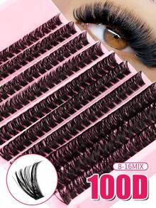 200/300/640 Pcs 80/100/60/50/30 D Thick & Curly 8-16mm Mixed DIY Eyelash Extension Kit, DIY Lower Lashes, Eyelash Album, Large Capacity Soft Individual Lashes, Easy To Create Fluffy & Natural Long Lashes At Home - Black - View 2