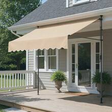 Regenschutz für Pavillondächer Gelenkarmmarkise mit Handkurbel,Terrassenüberdachung Sonnenschutz Wasserdicht Balkonmarkise ohne Bohren,Klemmmarkise für Terrasse, Garten und Balkon - Beige - - Übersicht 4