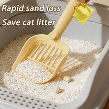 1PC Anti-Slip Handle Cat Litter Scraper - Durable Splash-Proof Efficient Sifting Sturdy For Home Litter Box Cleaning Dorm Pet Care Cat Houses Apartment Cat Care | Hassle-Free Mess-Free Cat Litter Scoop - Màu vàng - Xem 1