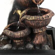 Fuente de Mesa Fuente de Mesa Artesanías de Agua Corriente Luces LED de Hadas de Flores Bomba Decorativa USB para Interiores, Fuente de Cascada de Resina Adornos Bomba Hogar para - 1 - Ver 8