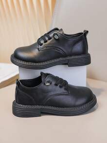 Children's New Spring/Autumn British Style Leather Shoes, Fashionable Casual Minimalist Design, Soft Sole School/Performance Shoes - Black - View 15