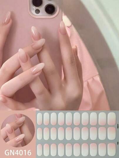 20/40 Fingers Gradient Powder Nail Polish Stickers, Full Coverage Nail Art Stickers, Shiny Full Coverage Nail Art Stickers - Self Adhesive Nail Stickers For Women - Easy To Use And Long-Lasting Nail Art Strips, DIY Nail Art Decorations, Suitable For Holiday Decorations(Note: This Product Does Not Cure Under Ultraviolet Light.)