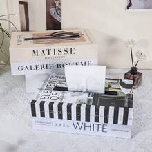 1 pieza Caja rectangular para pañuelos, con tapa abatible - Decoración funcional, gran espacio, tapa de caja de pañuelos moderna y elegante - Caja rectangular para pañuelos, caja de almacenamiento, adecuada para almacenamiento en escritorio de sala de estar, escritorio, sala de estar, dormitorio, baño público y múltiples lugares - Negro - Ver 3