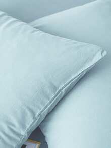 1pc Light Blue Anti-Pilling Breathable Solid Color Japanese Style Small Size Pillow Case & Decorative Bed Pillow Cover, Twin/Full/Queen/King - Baby Blue - View 6