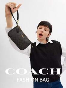 Coach Nolita 19 Leather Shoulder Bag Cute Hobo Bag For Women Small Clutch Handbag Purse Ladies' Classic Underarm Bag Wristlet Wallet With Zipper Clourse - Black Walnut Wood With Black Accents - View 4