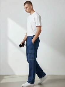 Men's Regular Fit Comfortable Cargo Pants • Ready For Any Occasion - Blue Cargo Jeans - Azul Jeans Cargo - 查看 3