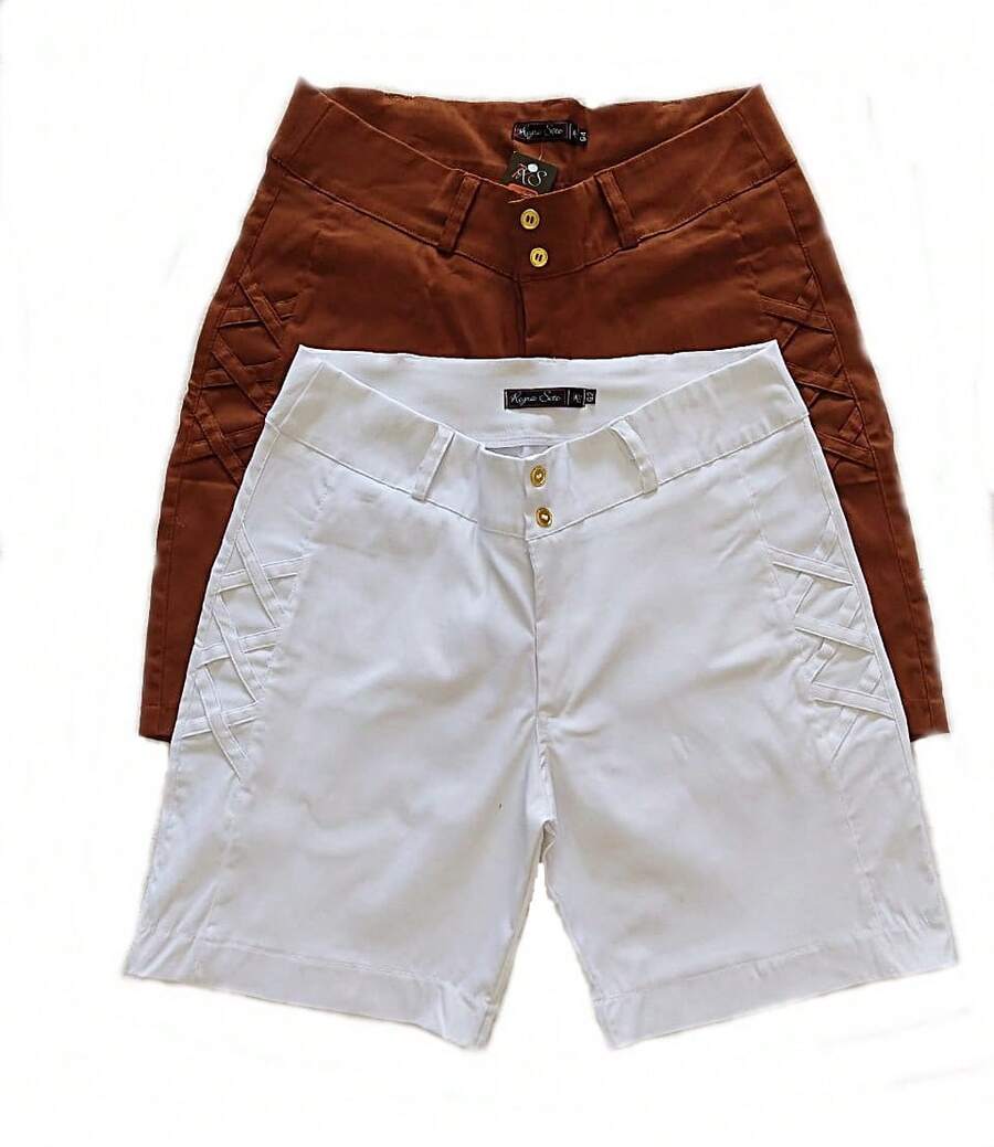 Women's Bermuda Shorts In Bengaline Fabric With Plenty Of Elastane. Fits Very Well. - White - View 1