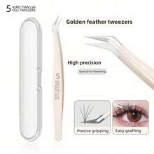 1/4pcs Milky White Eyelash Curler Tweezers False Eyelash Extension Tools Set, Gold Feather Clip, Professional Eyelash Makeup Tools - Multicolor - View 15