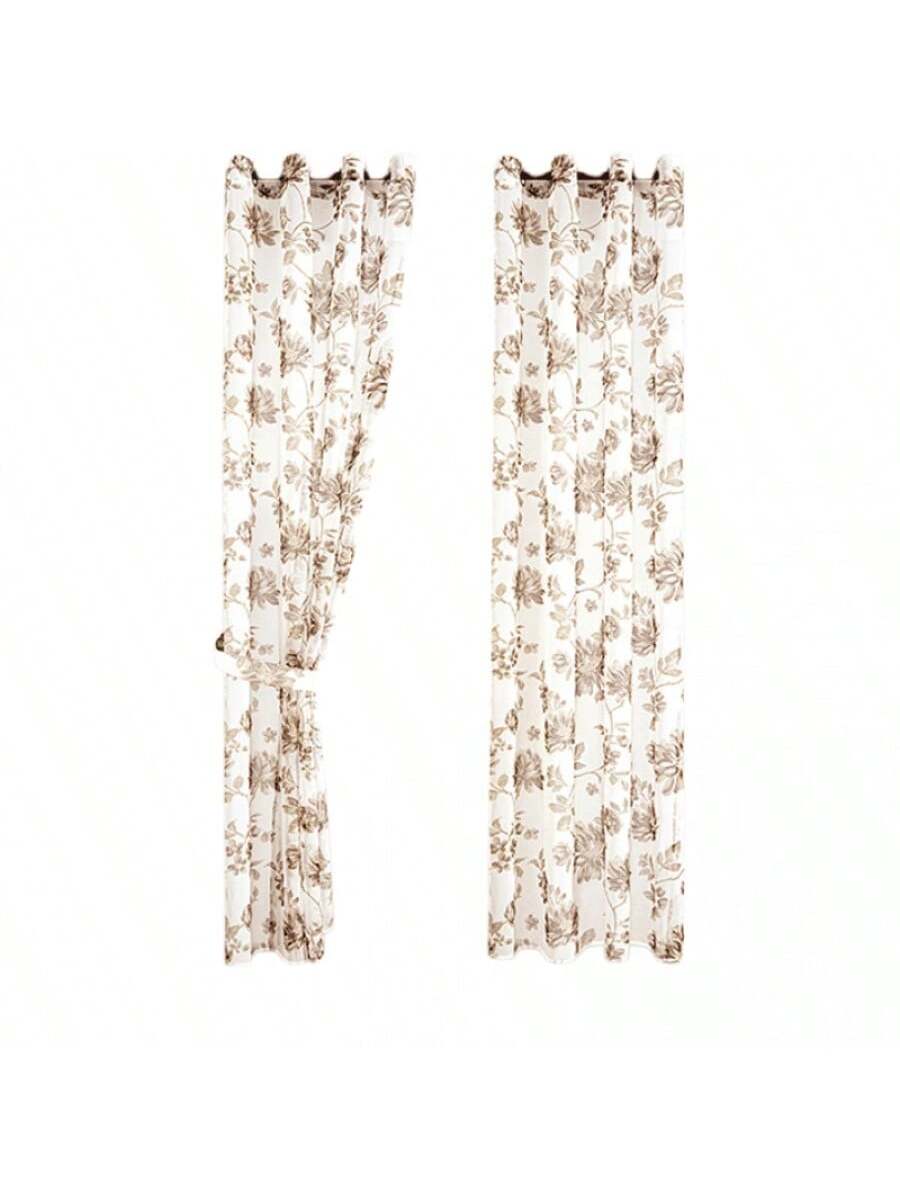 Cortinas transparentes Cafe Claro de alta durabilidad de 140cm*225cm, CORTINA 1 PZ