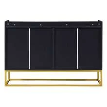 Modern Minimalist Sideboard, 4-Door Handleless Buffet For Dining Room, Living Room, Kitchen (White) - 黑色 - 查看 7