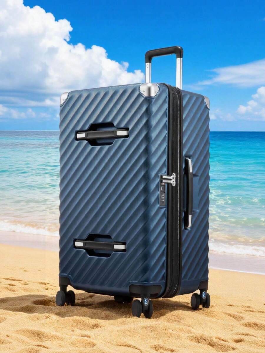 New Trunk Luggage, Expandable PC Hard Shell Large Checked 28 Inch Suitcase With Shock - Absorbing Wheels & TSA Lock, Blue, 91L - 100L - Màu xanh lam - Xem 1