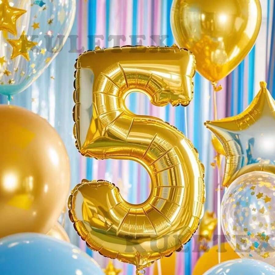 32 Inch Large Gold Foil Number Balloons 5, Suitable For Birthday, Wedding, Graduation, Opening Ceremony, Party, Anniversary And Holiday Decoration (Gold, Rose Gold 32 Inch - 5) - Multicolor - View 1