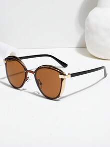 1 pereche de ochelari de soare casual la modă, rame retro Cat Eye supradimensionate, potrivite pentru purtare zilnică, condus, camping - Multicolor - Vizualizare 12