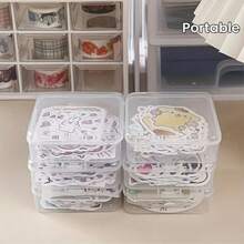 5pcs Transparent Minimalist INS Style Buckle Storage Boxes, Portable Mini Square Containers For Student/Office Desk Organizer - Clear - View 8