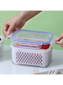 3-In-1 Plastic Food Storage Container Set With Strainer Basket And Lids - Leak-Proof, Fridge-Friendly, Reusable Multi-Purpose Kitchen Storage Boxes, Fruit And Vegetable Crisper, Refrigerator Organizer