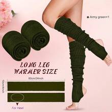 Long Leg Warmers Women 24 Inch Over Knee Knit Ribbed Leg Warmer Stirrup Yoga 80s Party Dance Ballet Supply - One Size + Army Green + 1 - View 4