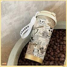 1PC530ml, Eight Different Styles Of Insulated Cups. Full Of Modernity, Personalization, And Cuteness. There Are Girls In Purple Dresses, Purple Butterflies, Flying Contours, Cats, Rabbits, Dogs, Cat People, And Pink Cloth Patterns. Many Different Styles, Suitable For Holidays And Personalization. Suitable For Outdoor Sports Carrying, Camping, Walking, Playing Ball, As Well As Home And Office Use. - Multicolor - View 19