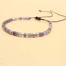 1PC 4mm Natural Stone Bracelet, Amethyst Wood Grain Turquoise Design For Gift Exchange Handmade Braided Unisex Beaded Bracelet Bridal Shower Festival Travel All Seasons Fashion Bohemian Retro Accessories - 壽山石(優化) - 查看 7