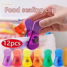 12-Piece Extra Wide Food Sealing Clips - Multi-Colored Magnetic Design With Heavy-Duty Construction, Ideal For Potato Chip Storage And Snack Preservation, Kitchen Essential - 12件商品 - 查看 1