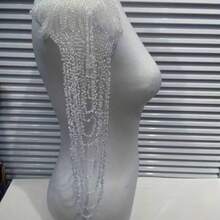 1 pieza Accesorio de cadena con flecos y lentejuelas brillantes para decoración de ropa DIY, adorno de vestido de noche, estilismo de vestuario para actuaciones en el escenario y atuendos de moda para fiestas de Año Nuevo 2025 - Multicolor - Ver 8