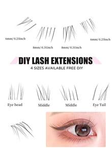 80 Clusters Individual Cluster Lashes DIY Lash Extension Crossed Wispy Soft Daily Cluster Lashes Thin Band Natural False Eyelashes Lash Clusters, Eyelash Clusters, Individual Eyelashes,Lashes,Fake Lashes - Black - View 8