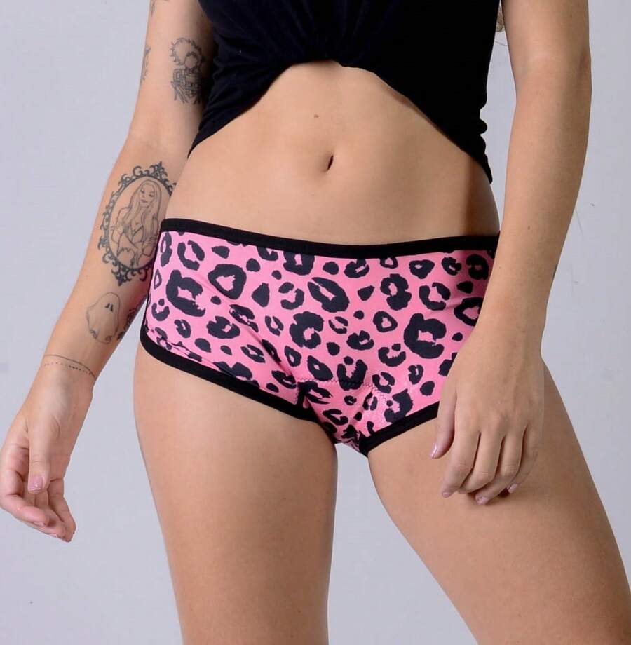 Fluxx Pink Leopard Print Nighttime Menstrual Panties/Shorts - All Rosa - View 1